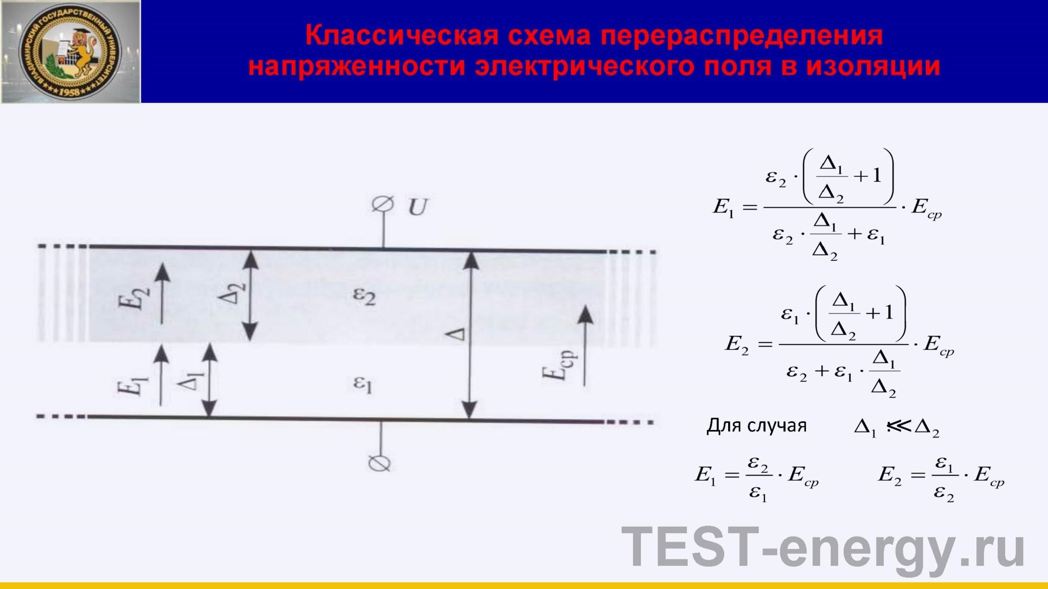 Классическая схема перераспределения напряженности электрического поля в изоляции